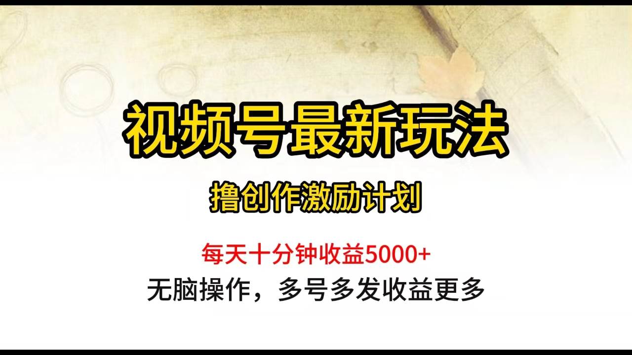 视频号最新玩法，每日一小时月入5000+-炫知网