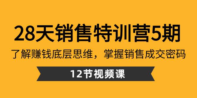 28天·销售特训营5期：了解赚钱底层思维，掌握销售成交密码（12节课）-炫知网