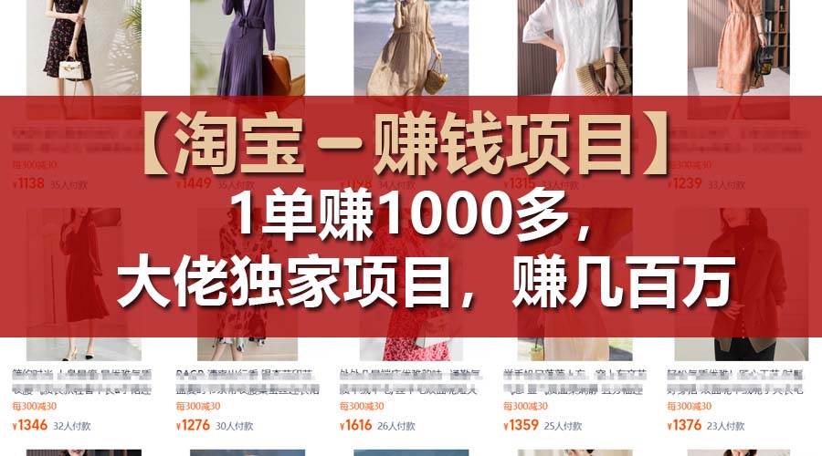 【淘宝赚钱项目】1单可赚1000多，大佬独家项目，年赚几百万-炫知网