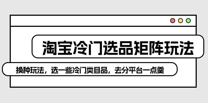 淘宝冷门选品矩阵玩法：换种玩法，选一些冷门类目品，去分平台一点羹-炫知网