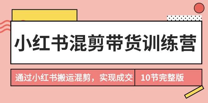 小红书混剪带货训练营，通过小红书搬运混剪，实现成交（10节课完结版）-炫知网