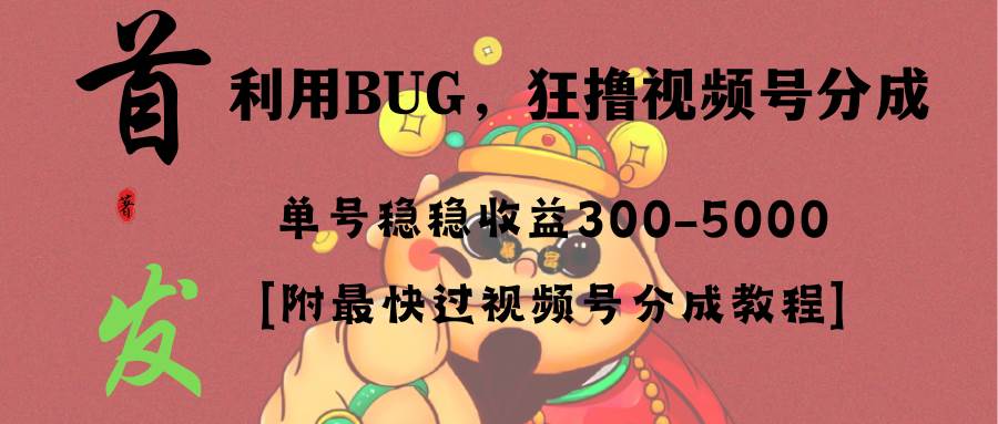 全网独家首发，视频号BUG，超短期项目，单号每日净收益300-5000！-炫知网