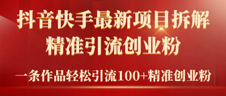 2024年抖音快手最新项目拆解视频引流创业粉，一天轻松引流精准创业粉100+-炫知网