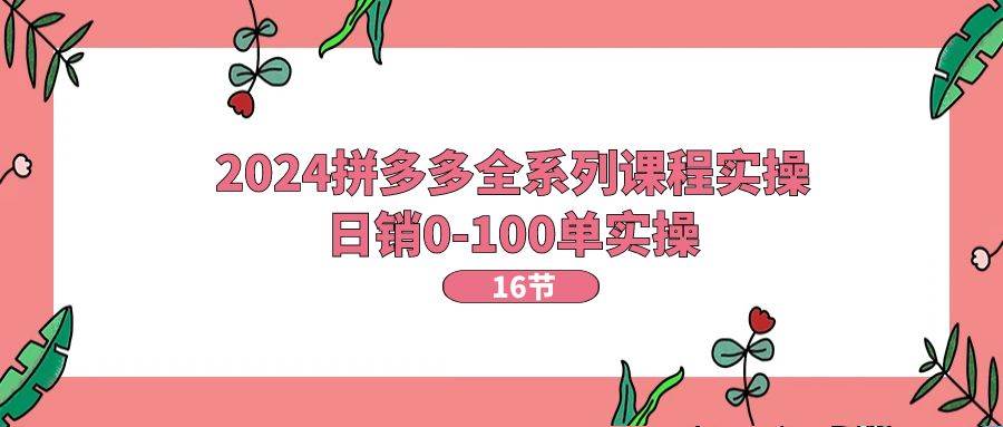 2024拼多多全系列课程实操，日销0-100单实操【16节课】-炫知网