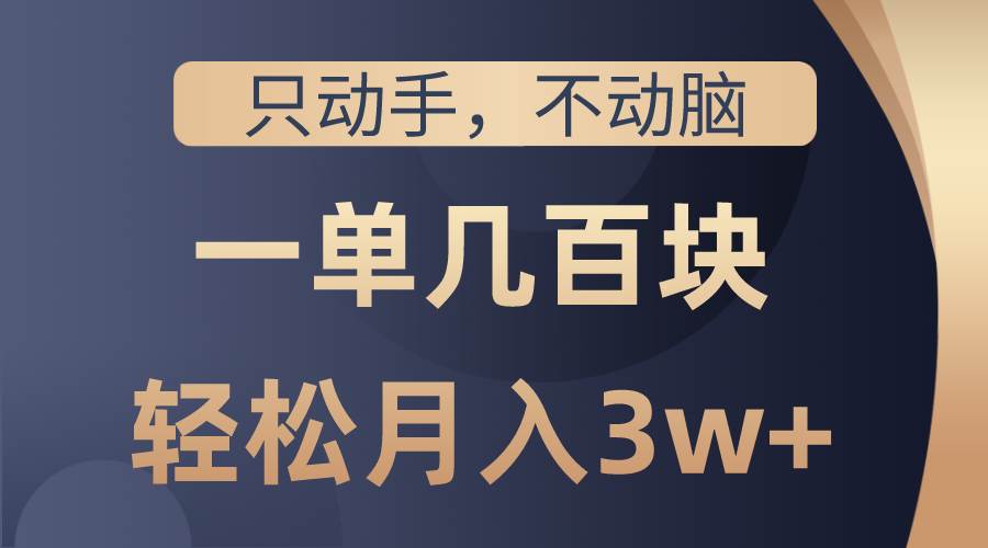 只动手不动脑，一单几百块，轻松月入3w+，看完就能直接操作，详细教程-炫知网