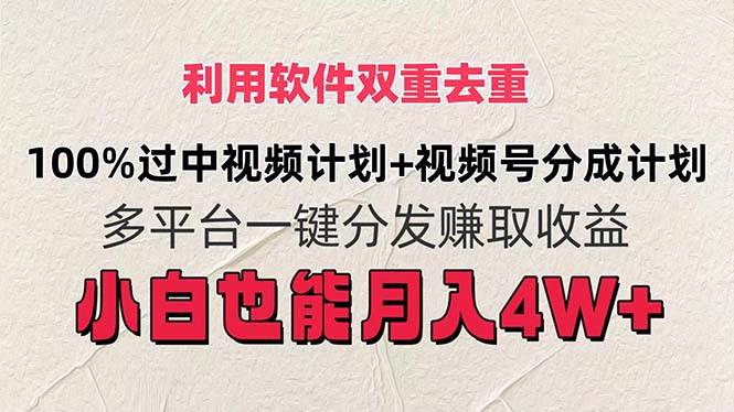 利用软件双重去重，100%过中视频+视频号分成计划小白也可以月入4W+-炫知网