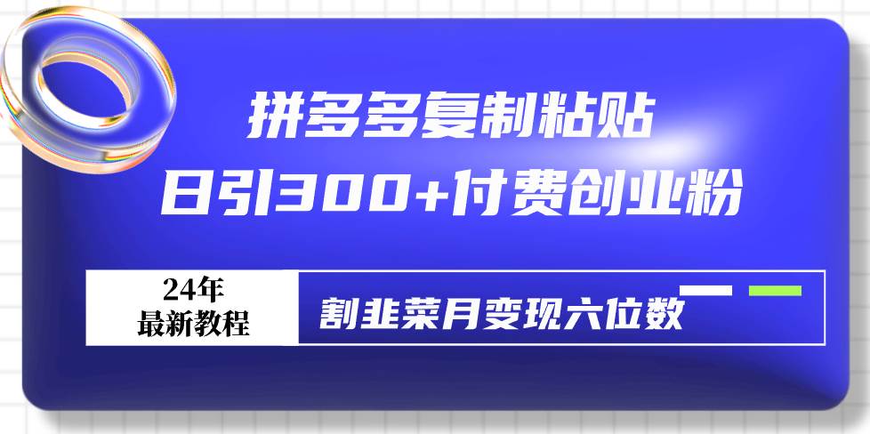 拼多多复制粘贴日引300+付费创业粉，割韭菜月变现六位数最新教程！-炫知网