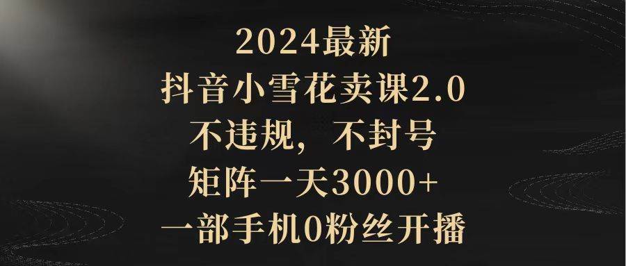 2024最新抖音小雪花卖课2.0 不违规 不封号 矩阵一天3000+一部手机0粉丝开播-炫知网