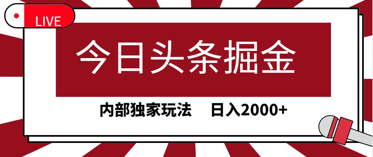 今日头条掘金，30秒一篇文章，内部独家玩法，日入2000+-炫知网