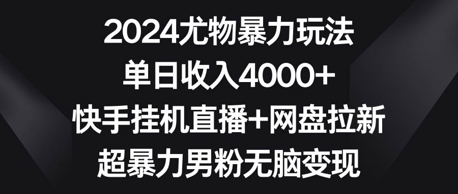 2024尤物暴力玩法 单日收入4000+快手挂机直播+网盘拉新 超暴力男粉无脑变现-炫知网