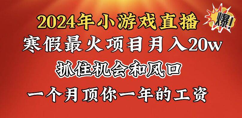 2024年寒假爆火项目，小游戏直播月入20w+，学会了之后你将翻身-炫知网