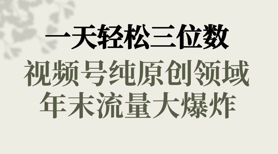 一天轻松三位数，视频号纯原创领域，春节童子送祝福，年末流量大爆炸-炫知网