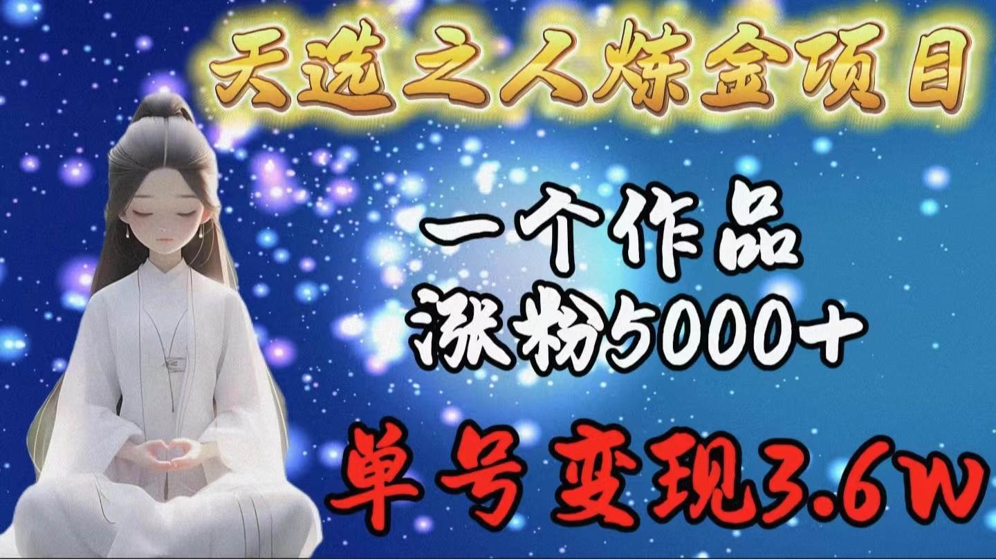 天选之人炼金项目，一个作品涨粉5000+，单号变现3.6w-炫知网