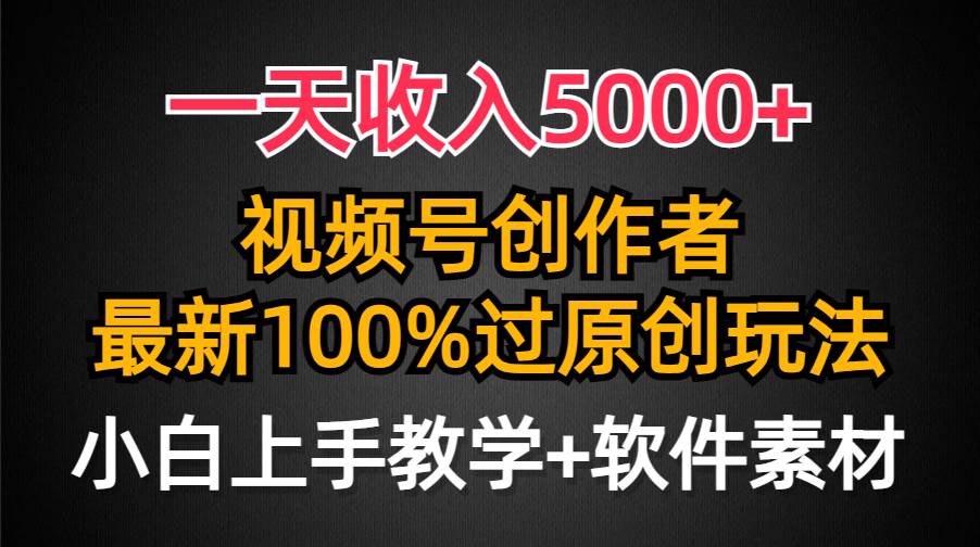 一天收入5000+，视频号创作者，最新100%原创玩法，对新人友好，小白也可.-炫知网