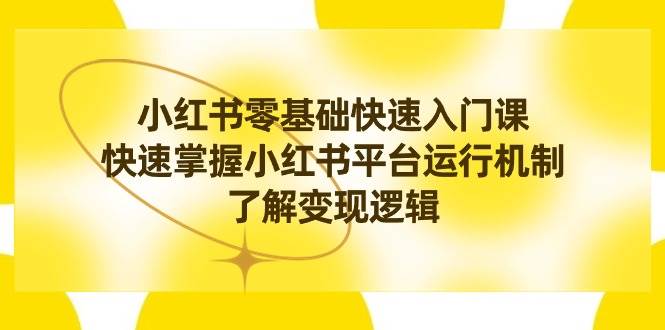 小红书0基础快速入门课，快速掌握小红书平台运行机制，了解变现逻辑-炫知网