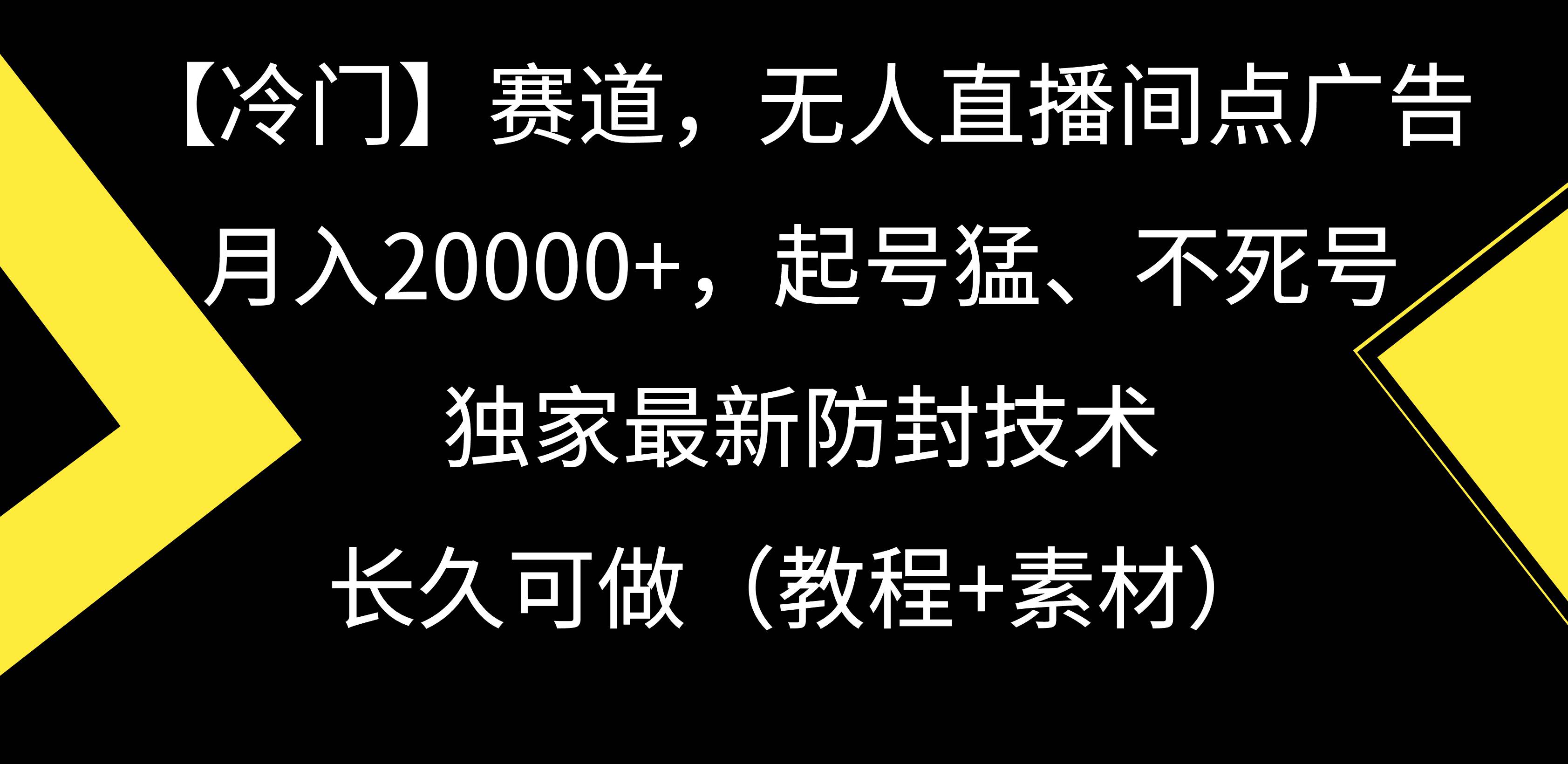 【冷门】赛道，无人直播间点广告，月入20000+，起号猛、不死号，独家最...-炫知网