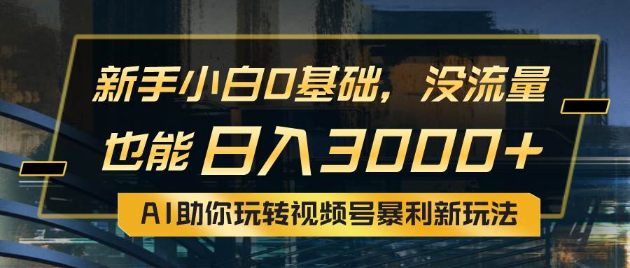 小白0基础，没流量也能日入3000+：AI助你玩转视频号暴利新玩法-炫知网