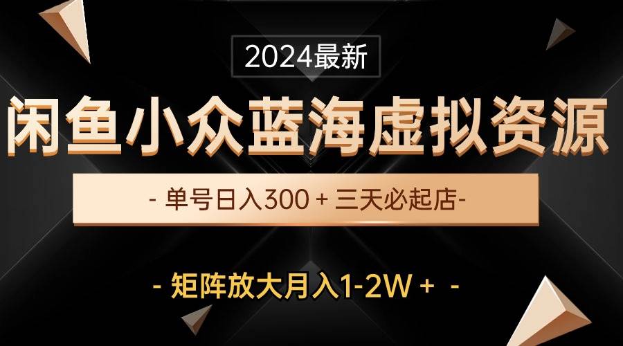 最新闲鱼小众蓝海虚拟资源，单号日入300＋，三天必起店，矩阵放大月入1-2W-炫知网