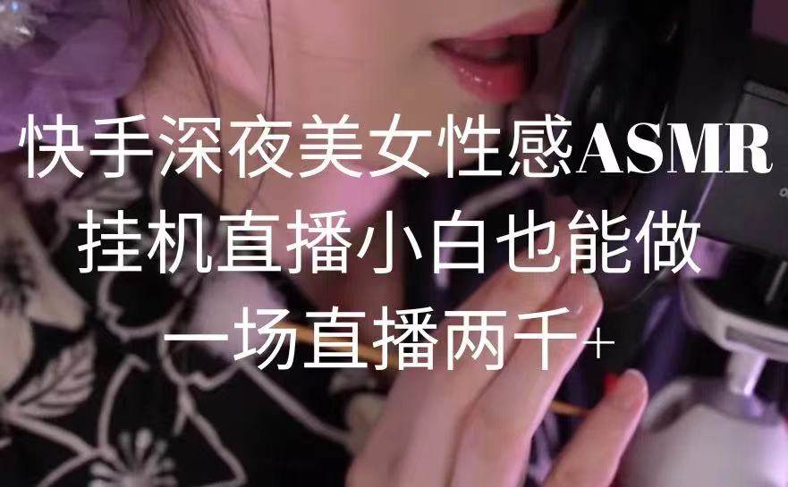 快手深夜美女性感ASMR挂机直播，小白也能做，一场直播两千+-炫知网