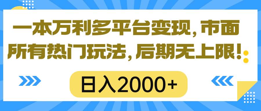 一本万利多平台变现，市面所有热门玩法，日入2000+，后期无上限！-炫知网