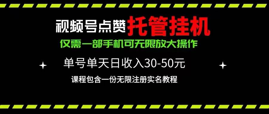 视频号点赞托管挂机，单号单天利润30~50，一部手机无限放大（附带无限...-炫知网