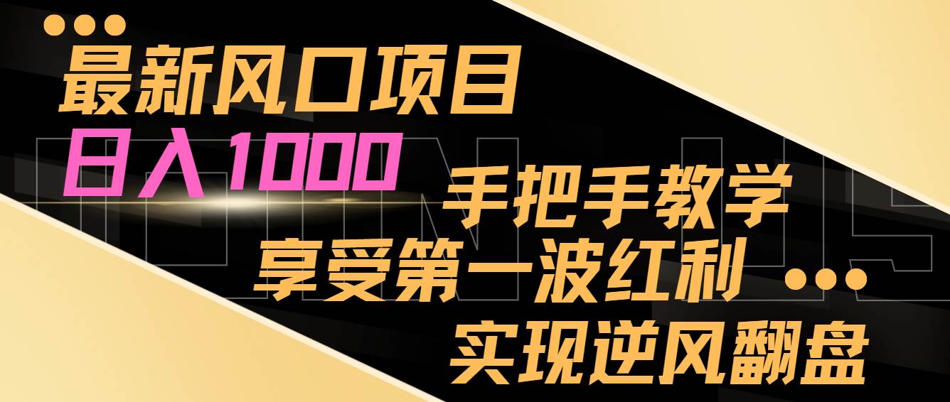 最新风口项目，日入过千，抓住当下风口，享受第一波红利，实现逆风翻盘-炫知网