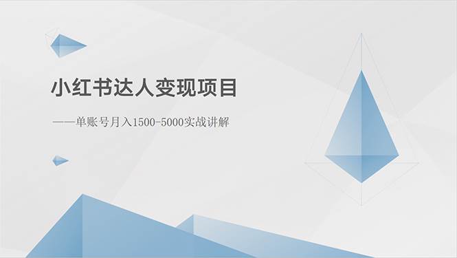 小红书达人变现项目：单账号月入1500-3000实战讲解-炫知网