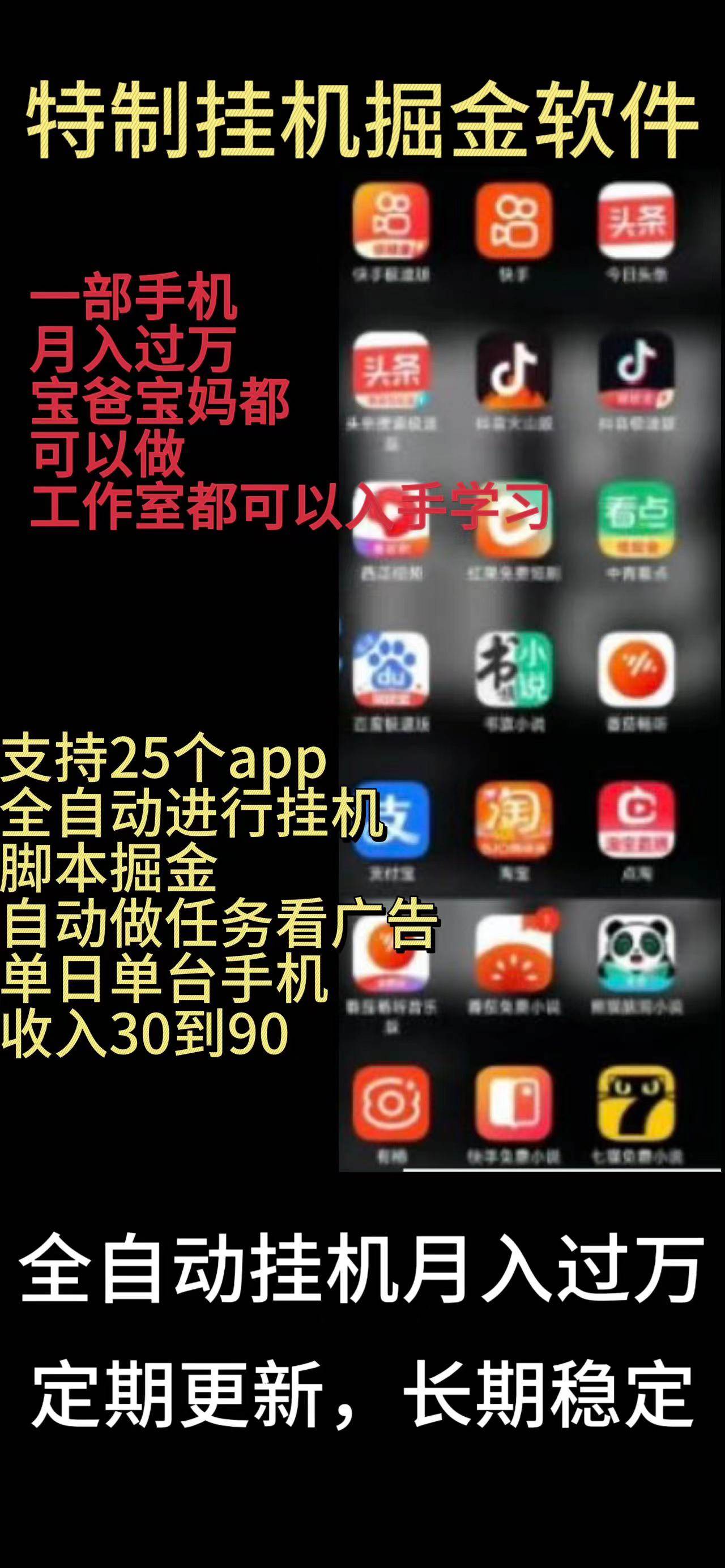 靠挂机月入过万，纯挂机适合宝爸宝妈学生党操作，24小时无脑挂机单机一...-炫知网