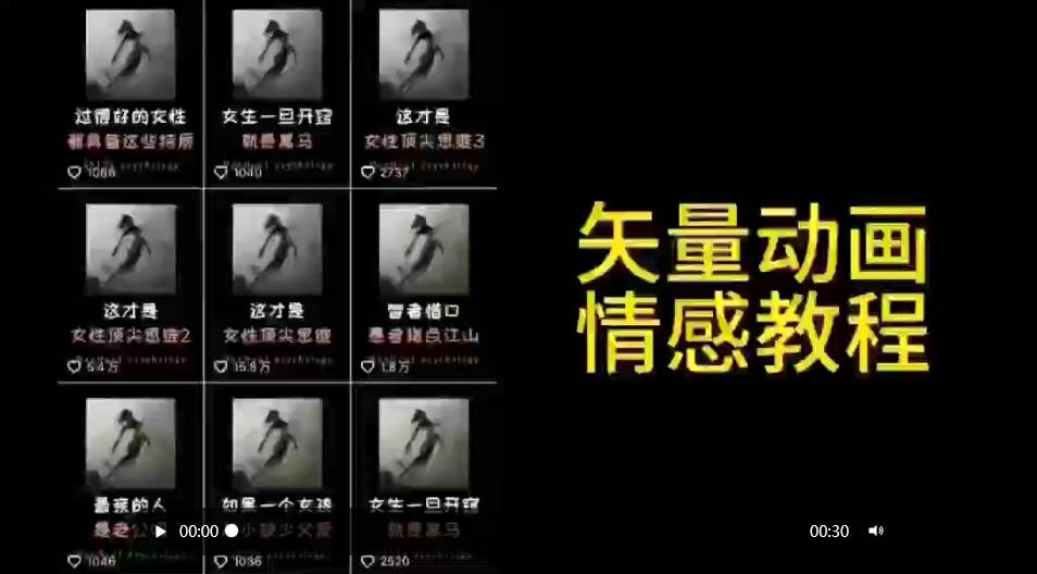 矢量动画情感教程：高点赞涨粉，适合情感、思维、创业教育等赛道-炫知网