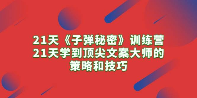 21天《子弹秘密》训练营，21天学到顶尖文案大师的策略和技巧-炫知网