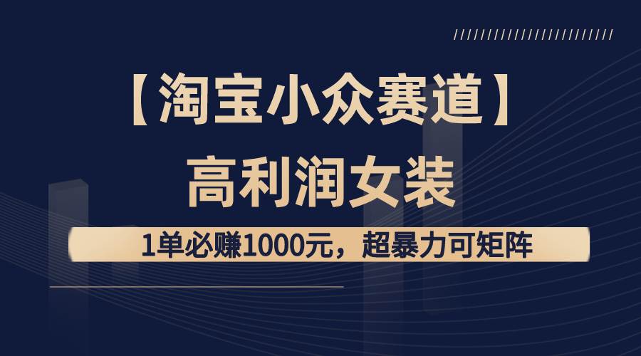 【淘宝小众赛道】高利润女装：1单必赚1000元，超暴力可矩阵-炫知网