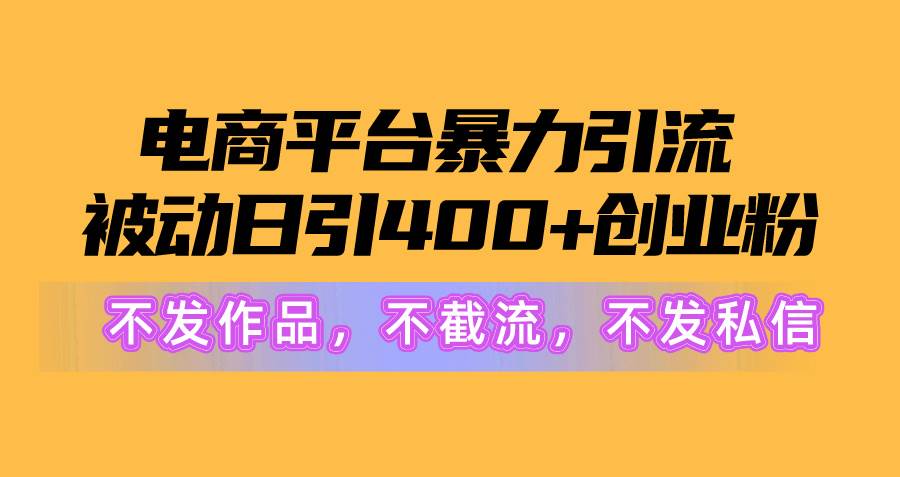 电商平台暴力引流,被动日引400+创业粉不发作品，不截流，不发私信-炫知网