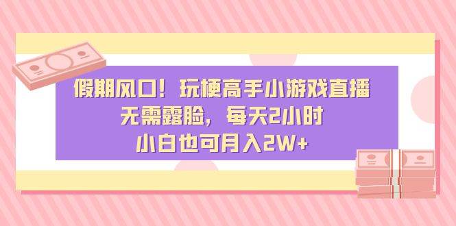 假期风口！玩梗高手小游戏直播，无需露脸，每天2小时，小白也可月入2W+-炫知网