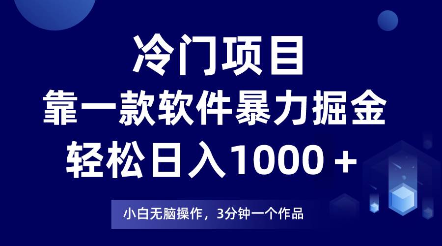 冷门项目，靠一款软件暴力掘金日入1000＋，小白轻松上手第二天见收益-炫知网