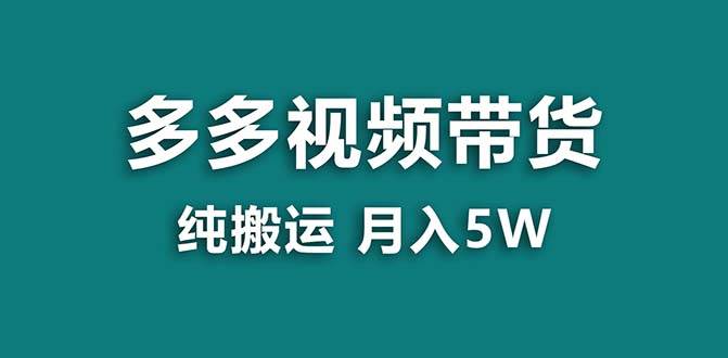 【蓝海项目】拼多多视频带货 纯搬运一个月搞了5w佣金，小白也能操作 送工具-炫知网