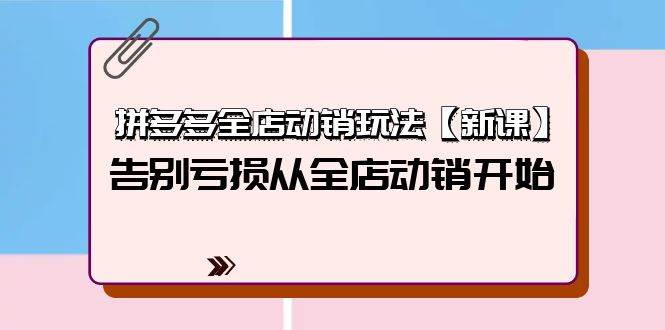 拼多多全店动销玩法【新课】，告别亏损从全店动销开始（4节视频课）-炫知网