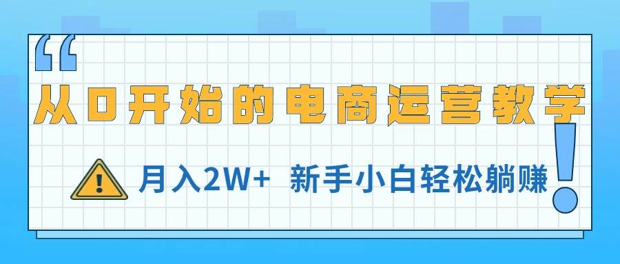 从0开始的电商运营教学，月入2W+，新手小白轻松躺赚-炫知网