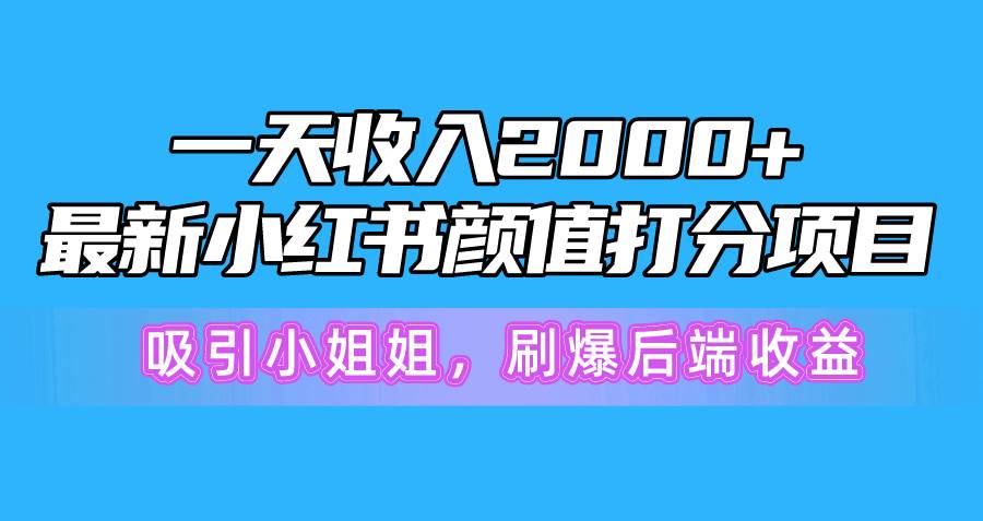 一天收入2000+，最新小红书颜值打分项目，吸引小姐姐，刷爆后端收益-炫知网