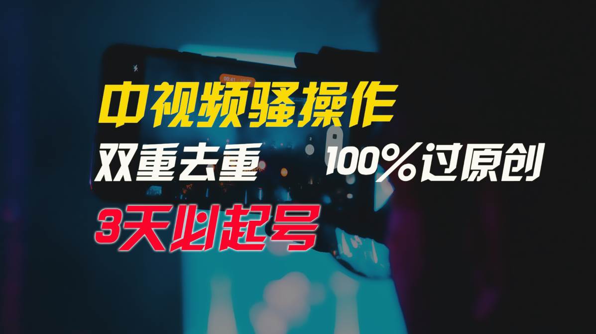 中视频骚操作，双重去重100%过原创，3天比必起号，简单无脑，月入3W+-炫知网