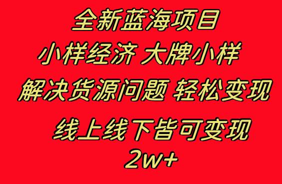 全新蓝海项目 小样经济大牌小样 线上和线下都可变现 月入2W+-炫知网