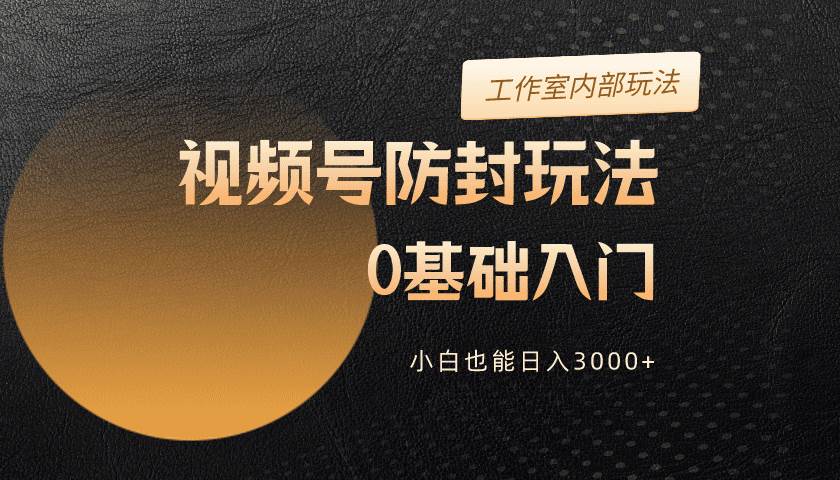 2024视频号升级防封玩法，零基础入门，小白也能日入3000+-炫知网