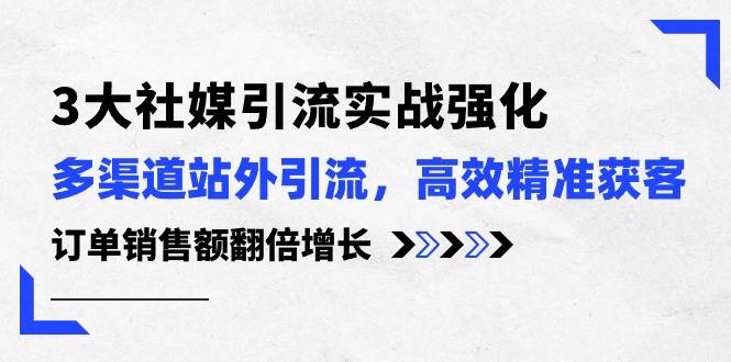 3大社媒引流实操强化，多渠道站外引流/高效精准获客/订单销售额翻倍增长-炫知网