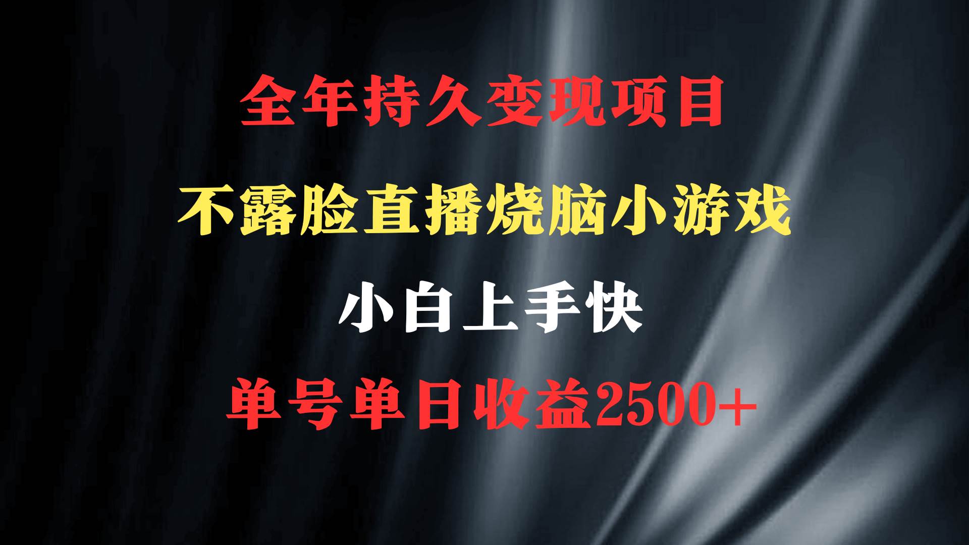 2024年 最优项目，烧脑小游戏不露脸直播  小白上手快 无门槛 一天收益2500+-炫知网