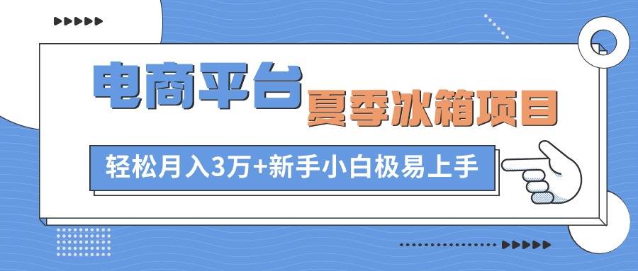 电商平台夏季冰箱项目，轻松月入3万+，新手小白极易上手-炫知网