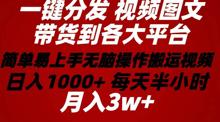 2024年 一键分发带货图文视频  简单易上手 无脑赚收益 每天半小时日入1...-炫知网