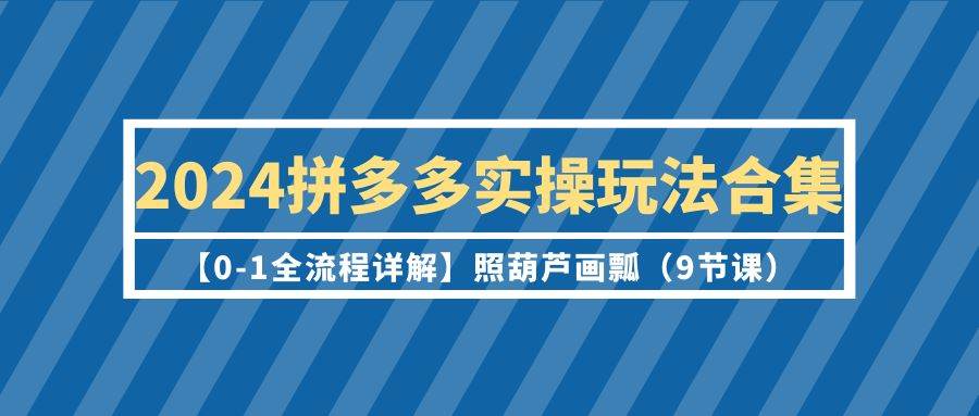 2024拼多多实操玩法合集【0-1全流程详解】照葫芦画瓢（9节课）-炫知网