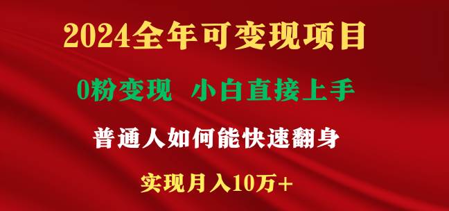 2024全年可变现项目，一天收益至少2000+，小白上手快，普通人就要利用互...-炫知网