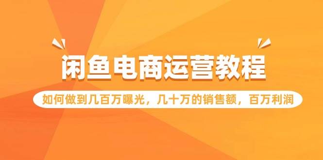 闲鱼电商运营教程：如何做到几百万曝光，几十万的销售额，百万利润-炫知网