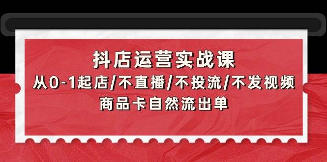 抖店运营实战课：从0-1起店/不直播/不投流/不发视频/商品卡自然流出单-炫知网