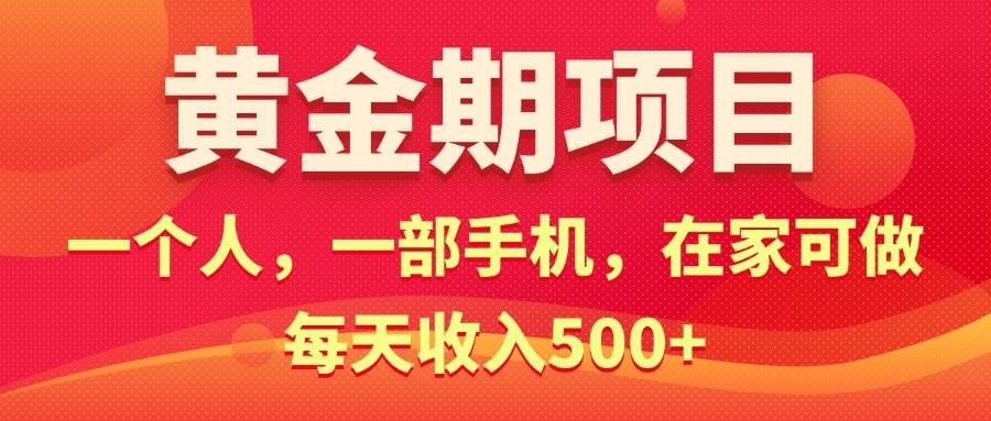 黄金期项目，电商搞钱！一个人，一部手机，在家可做，每天收入500+-炫知网